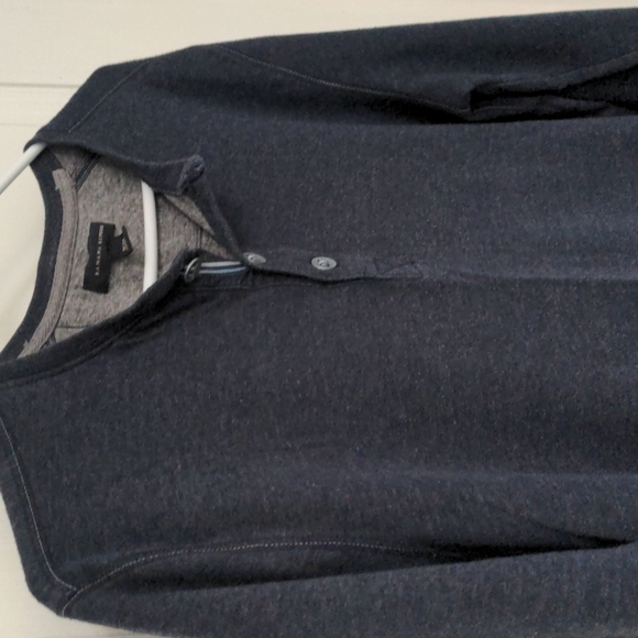 Banana Republic Navy Henley with Striped Button Strip - Picture 3 of 3